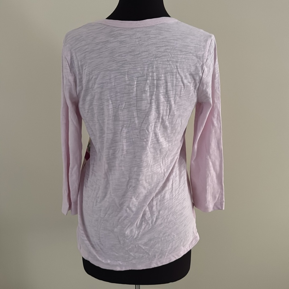 Chico's Floral Slub Scoop Neck Tee in Lavender Skies NWT Size M - Picture 6 of 8